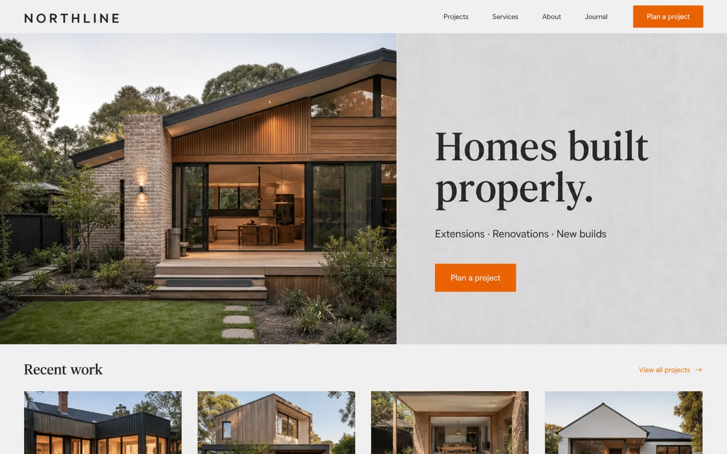 Northline local construction homepage concept